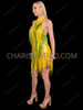 Yellow High-Neck Beaded Fringe Drag Queen Dress