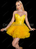 Yellow Bombshell Satin Corset & Tulle Bubble Skirt Set