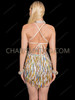 Champagne Gold Sparkle Rectangular Sequin Showgirl Dress 
