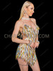 Champagne Gold Sparkle Rectangular Sequin Showgirl Dress 