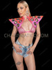 Futuristic Holographic Pink Cutout Armor Rave Bolero