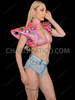 Futuristic Holographic Pink Cutout Armor Rave Bolero