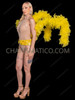 Yellow Samba Carnival Feather Triple Wing Bustle Belt 