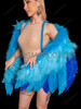 Blue Ostrich Feather Flexible Motion Bird Wing 