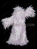 Silver Snow Drag Queen Ruffle Organza Coat with Dramatic High Collar