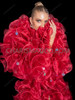 Maroon Ruffle Organza Drag Queen Cabaret Boa