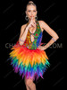 Gay Pride Rainbow Sequin Halter Organza Dress