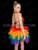 Gay Pride Rainbow Sequin Halter Organza Dress