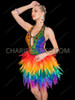 Gay Pride Rainbow Sequin Halter Organza Dress