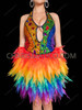 Gay Pride Rainbow Sequin Halter Organza Dress