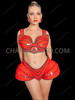 Glossy Red Rave Armor Top and Hip Cage Bottom Set