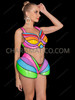 Neon Candy Pop Rave Top and Hip Cage Bottom Set