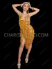 Golden Floral Sequin Fringe Latin Dance Dress CLEARANCE US 4-10