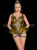 Gold Avant-Garde Metallic Armor Bustier & High-Waist Corset