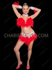Red Feather Burlesque Bra & Feather Mini Skirt Set