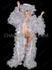 Silver Organza Ruffle High Statement Collar Drag Queen Coat
