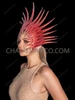 Dazzling Red Crystal Fire Flame Face-Framing Showgirl Headdress