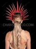 Dazzling Red Crystal Fire Flame Face-Framing Showgirl Headdress
