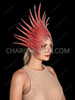 Dazzling Red Crystal Fire Flame Face-Framing Showgirl Headdress