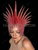 Dazzling Red Crystal Fire Flame Face-Framing Showgirl Headdress