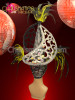 Turban Style Silver Crystal Studded Moon Headdress With Yellow Feathers