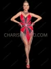 Dazzling Red & Black Sequin Starburst Fringe Drag Dance Dress