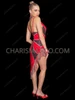 Dazzling Red & Black Sequin Starburst Fringe Drag Dance Dress