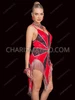 Dazzling Red & Black Sequin Starburst Fringe Drag Dance Dress