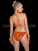 Neon Orange Crystal Geometric Cutout Rave Leotard Set