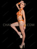 Neon Orange Crystal Geometric Cutout Rave Leotard Set