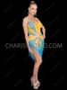 Glamorous Aqua Yellow Sequin Starburst Drag Queen Dance Dress