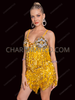Dazzling Gold Sequin Fringe Festival Two-Piece Dance Set