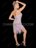 Iridescent Pearl Pink Paillette Fringe Flapper Gatsby Dance Dress