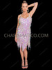 Iridescent Pearl Pink Paillette Fringe Flapper Gatsby Dance Dress