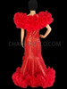 Beautiful Red Sequin Diva Gown with Ruffle Shoulder and Hem