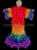 Rainbow Gay Pride Organza Drag Queen Ruffle Coat