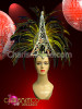 Smaller Silver And Gold Eiffel Tower Inspired Headdress With Yellow Feathers
