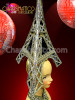 Shiny Silver Eiffel Tower Headdress With Sequined Studded Golden Feathers