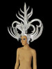 Bold Elegant Silver Mirror And Crystal Embellished Diva Showgirl Headdress
