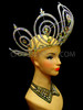 Classy And Cute Large Silver Iridescent Crystal Encrusted Diva's Crown