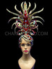 Art Deco Delight Red And Gold Cabaret Drag Queen Diva Headdress