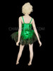 Neon Green Diva Sequin Dress with Black Feather Skirt and Chest Trim