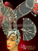 Silver Drag Queen Diva Mirror Crystal Mesh And Fin Headdress