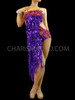 Purple Dress with Red Floral Embroidery Latin Salsa Dance Dress
