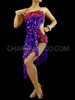 Purple Dress with Red Floral Embroidery Latin Salsa Dance Dress