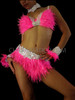 Showgirl Pink And White Feather Accented Bra Belt Set