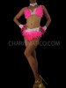Showgirl Pink And White Feather Accented Bra Belt Set