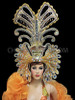 Blue And Gold Chandelier Style Iridescent Crystal Studded Drag Queen Headdress