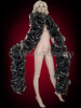 Exotic Silver Trimmed Black Cabaret Organza Ruffle Boa