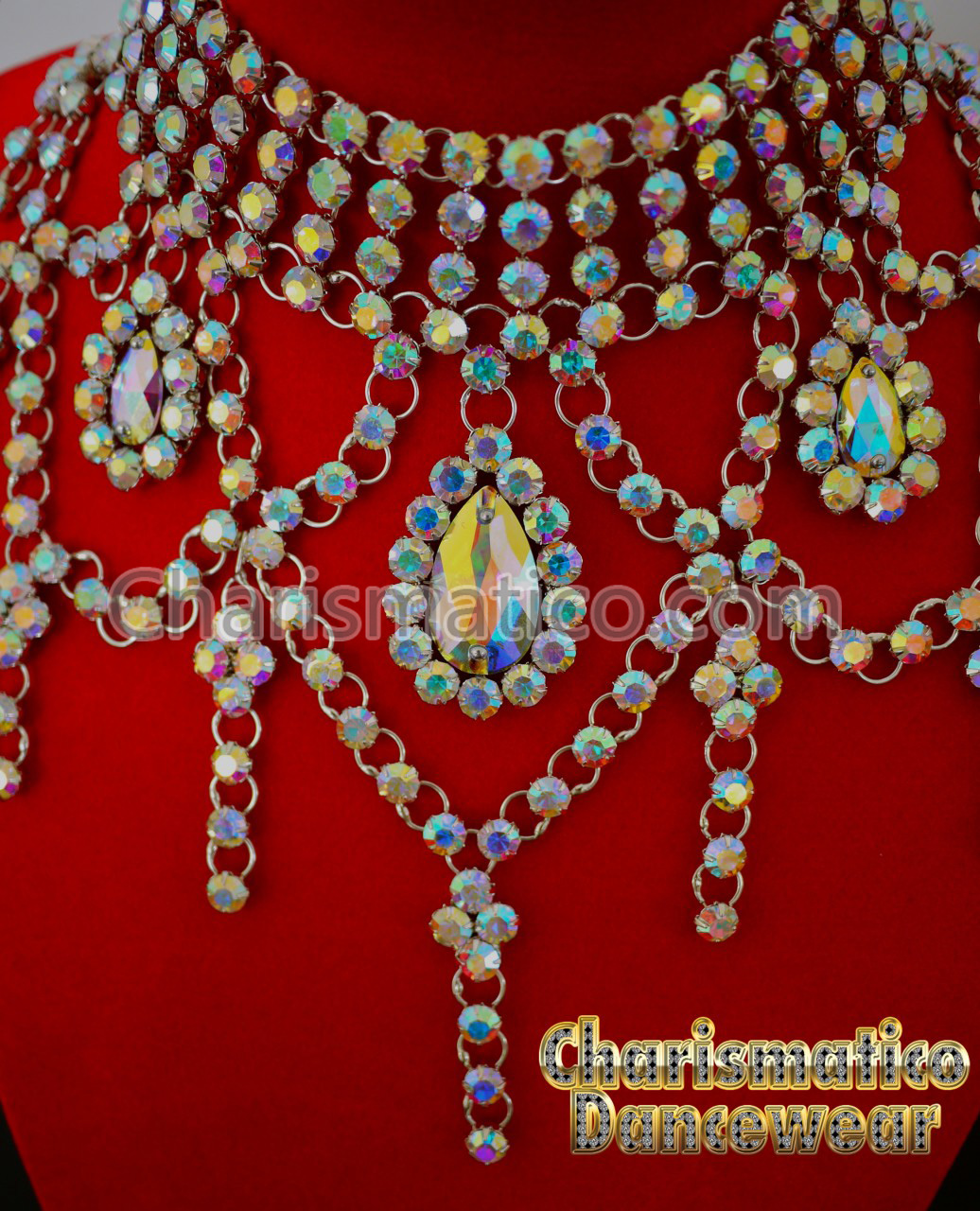 Tear Drop Elegant Swarovski AB Necklace Costume Jewelry Charismatico